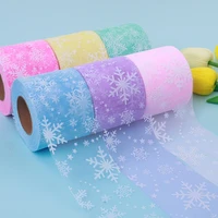 22meterslot tulle ribbon snowflake christmas ribbons for handmade diy gift wrapping decoration christmas gift ribbon supplies