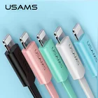 USAMS U2 1,2 м 2A плоский USB A к Lightning Type C Micro USB телефонный кабель для iPhone iPad Huawei Xiaomi samsung кабель синхронизации данных