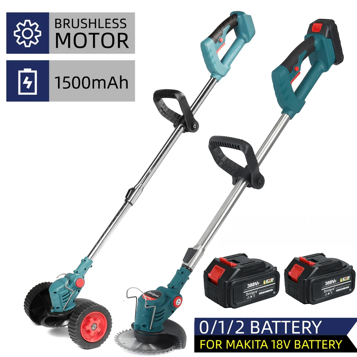 

Electric Lawn Mower 21V Cordless Grass Trimmer Length Adjustable Cutter Household Garden Tools Compatible Makita 18V Battery
