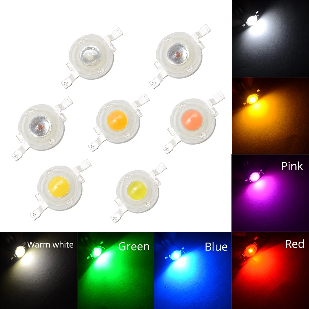 

10pcs DC 3V 3W High Power Light-Emitting Diode LEDs Chip SMD Lights Bead Emitter White Red Green Blue Yellow Bulb Diodes Lamps