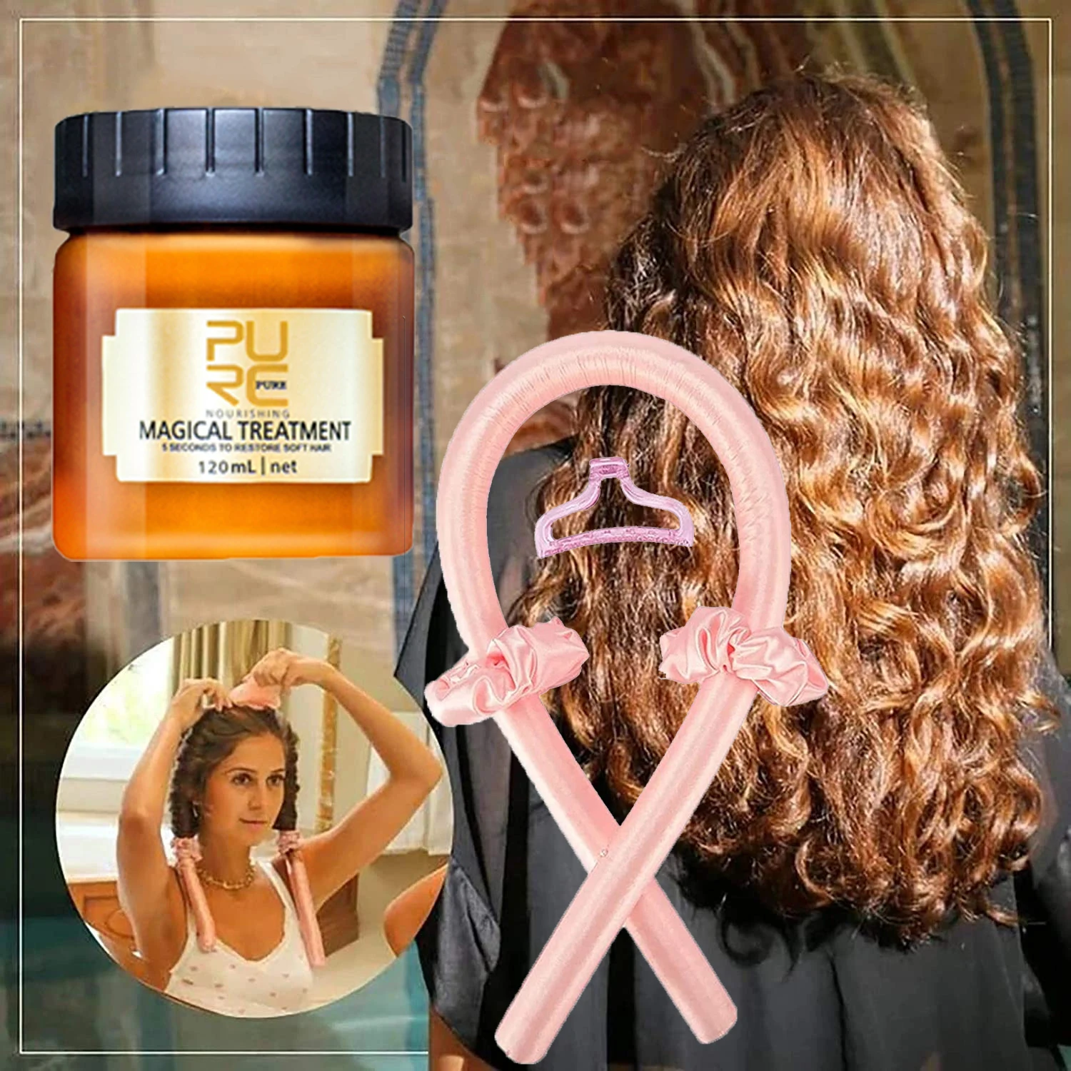 

1Set 120ml Hair Treatment Mask 5 Seconds Hair Hair Curlers No Heat Hair Roots Magical Teatment Hair Curling Straight Hair Care