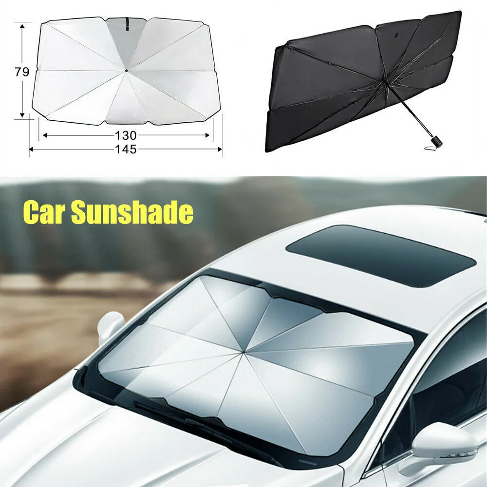 

Sunshade Car Windshield Parasol Summer Sunshield Black With Silver Coating Front