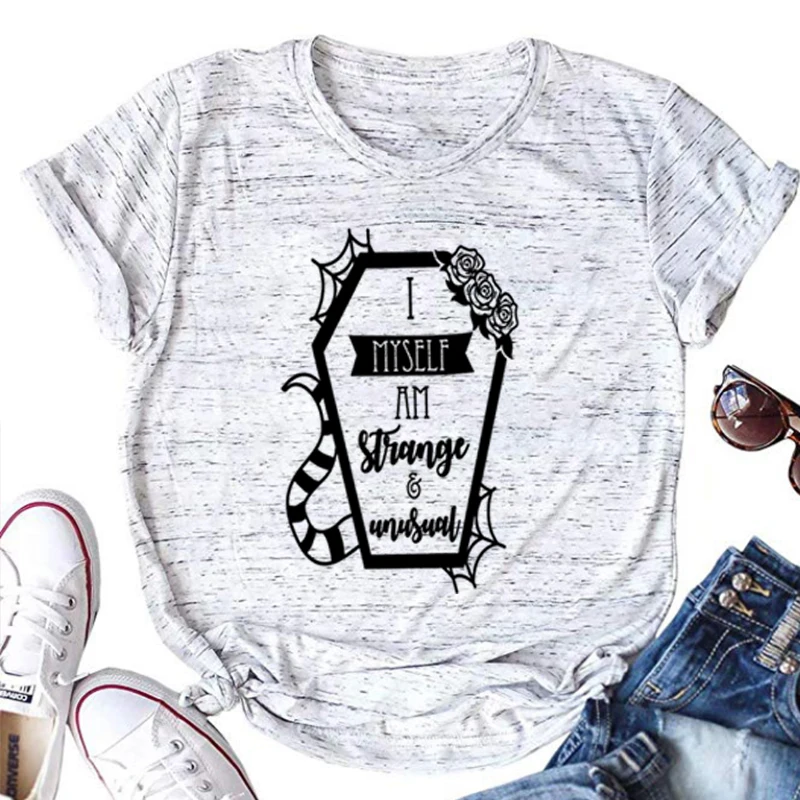 

Women's Shirt I Myself Am Strange and Unusual Tshirt Vintage Strange T-shirt Unusual Horror Shirt Gothic Punk Clothes
