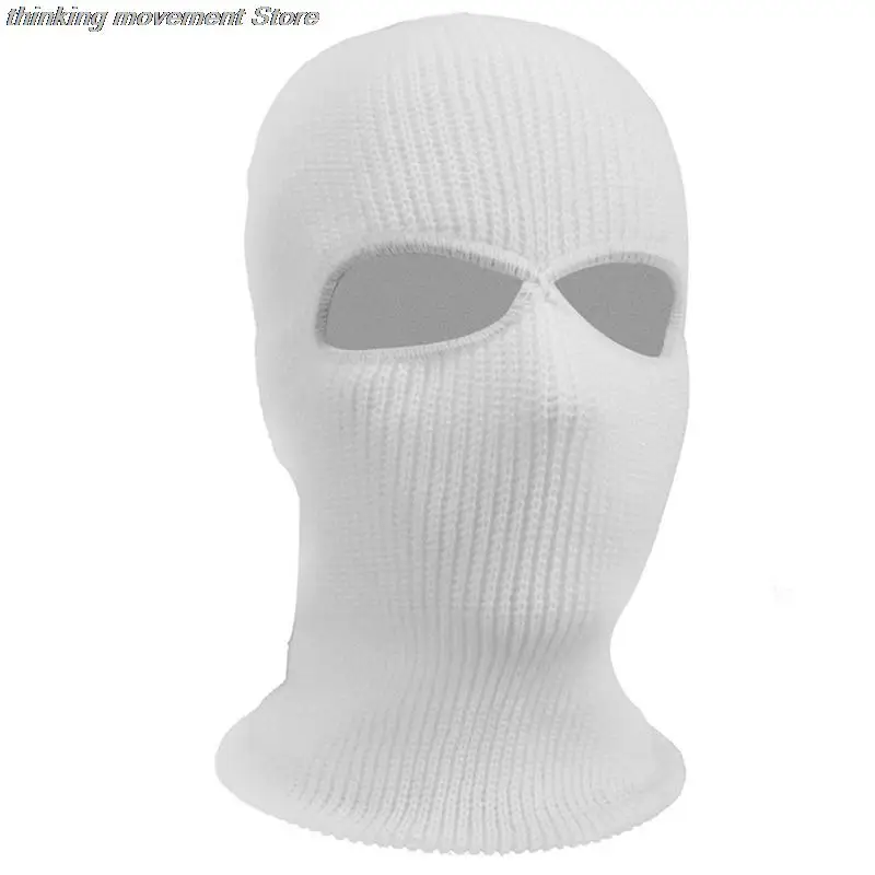 Зимняя вязаная шапка теплая мягкая Лыжная Шапка на все лицо с 2 отверстиями