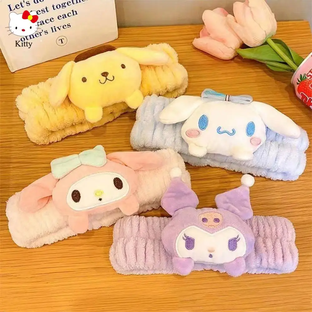 

Sanrio Kuromi My Melody Cinnamoroll Headband Kawaii Cartoon Anime Figures Cute Sweet Plush Headband Girls Headwear Wash Up Gift