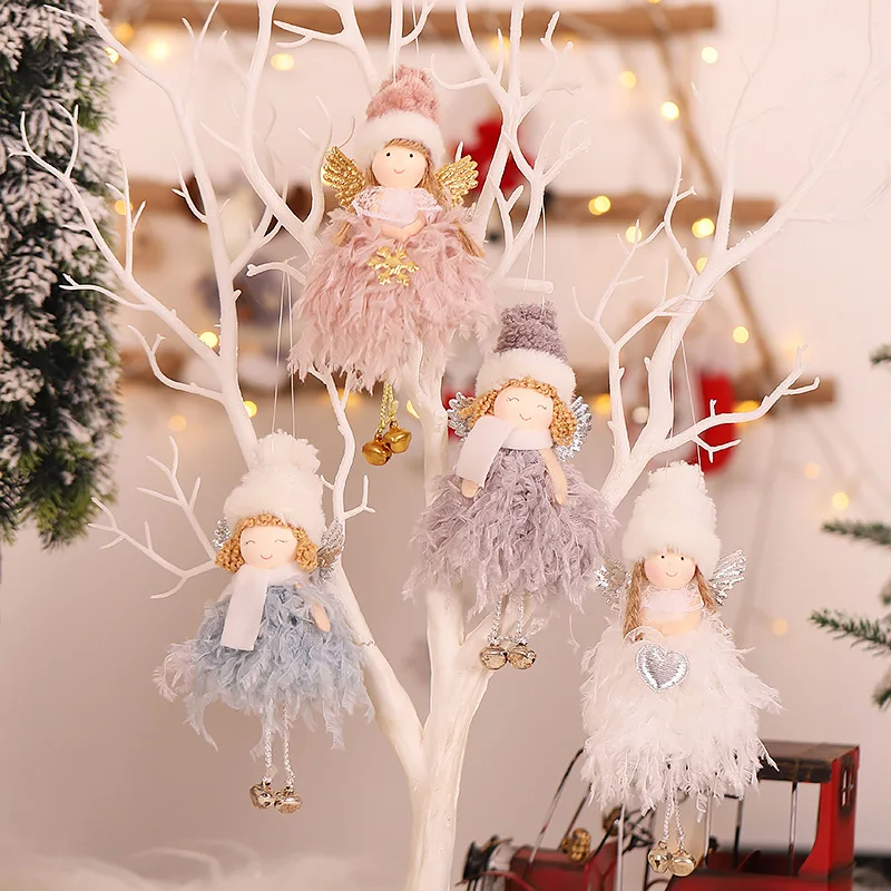 

New Christmas Decorations Creative Cute Mini Bells Smiley Angel Pendant Christmas Tree Pendant