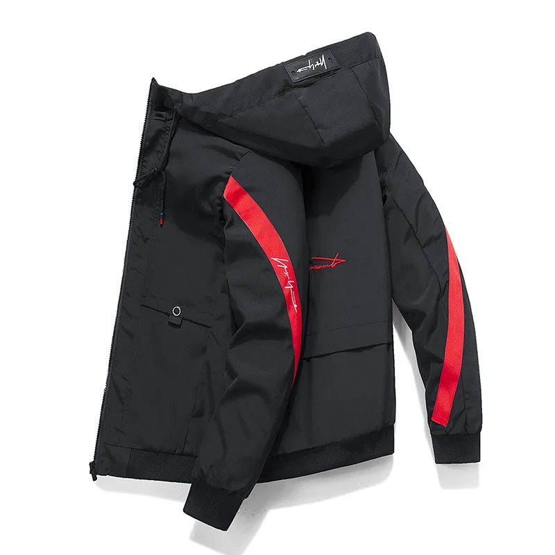 

Hooded Jacket for Men 2022 Bomber Men's Jackets Windbreakers Zipper Coats Spring Autumn Casual Plus Size M-4XL Jacket Male