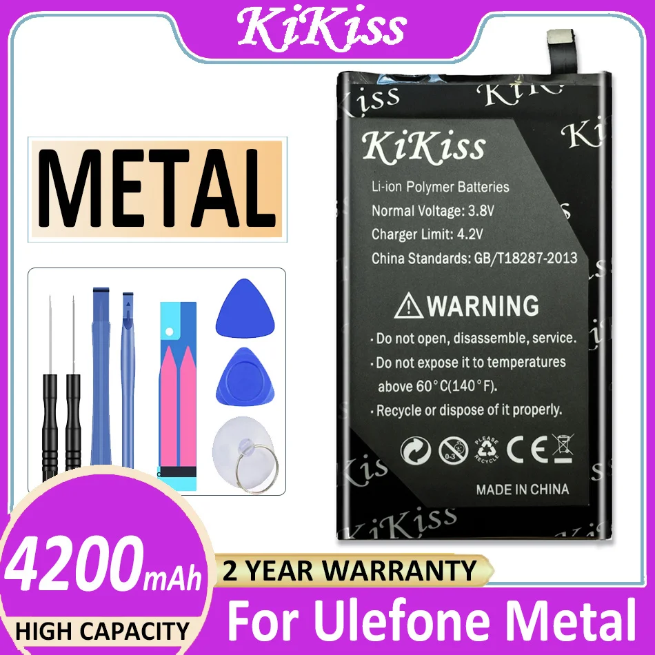 

Original KiKiss Battery 4200mAh For Ulefone Metal Smart Phone Lithium Polymer Battery 4200mAh Batterij +Track NO