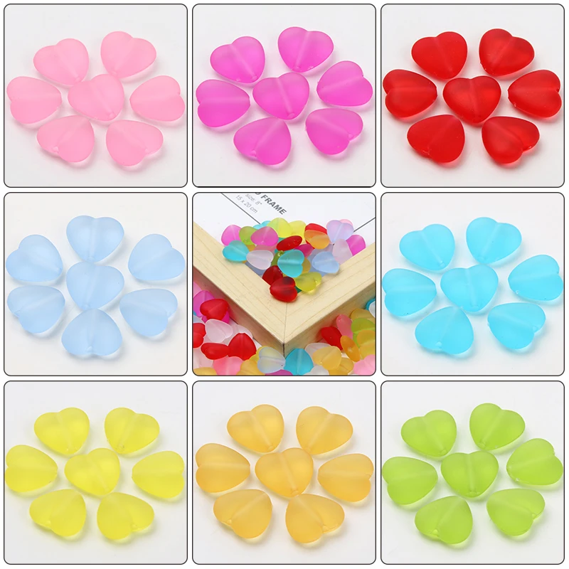 _ Красочные 14x13 мм 30 шт. подвески, любовь, сердце, бусины, акриловые бусины, россыпью, разделитель, бусины для ювелирных изделий
