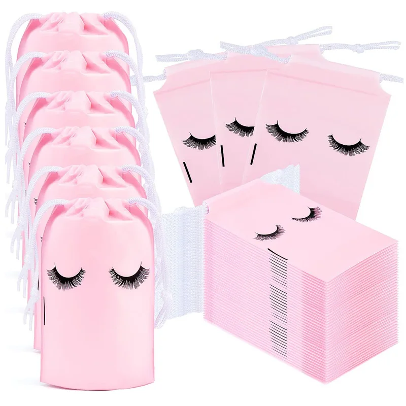 50pcs Eyelash Aftercare Lash Packaging Bags Toiletry Travel Makeup Pouch Waterproof Beauty Salon Cosmetic Supplies Accessories