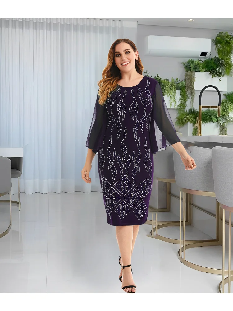 Summer Temperament Women's Round Neck Pencil Dress plus size women clothing party dresses