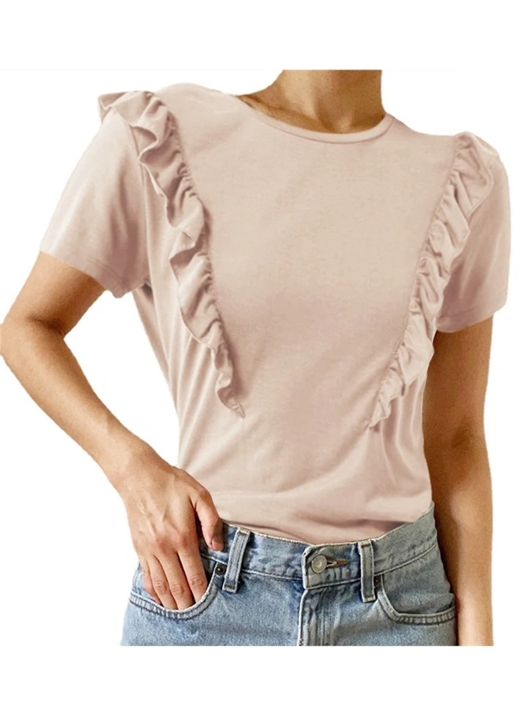 

Женская футболка с круглым вырезом, женские повседневные топы с коротким рукавом, футболки 2023, лето 9114