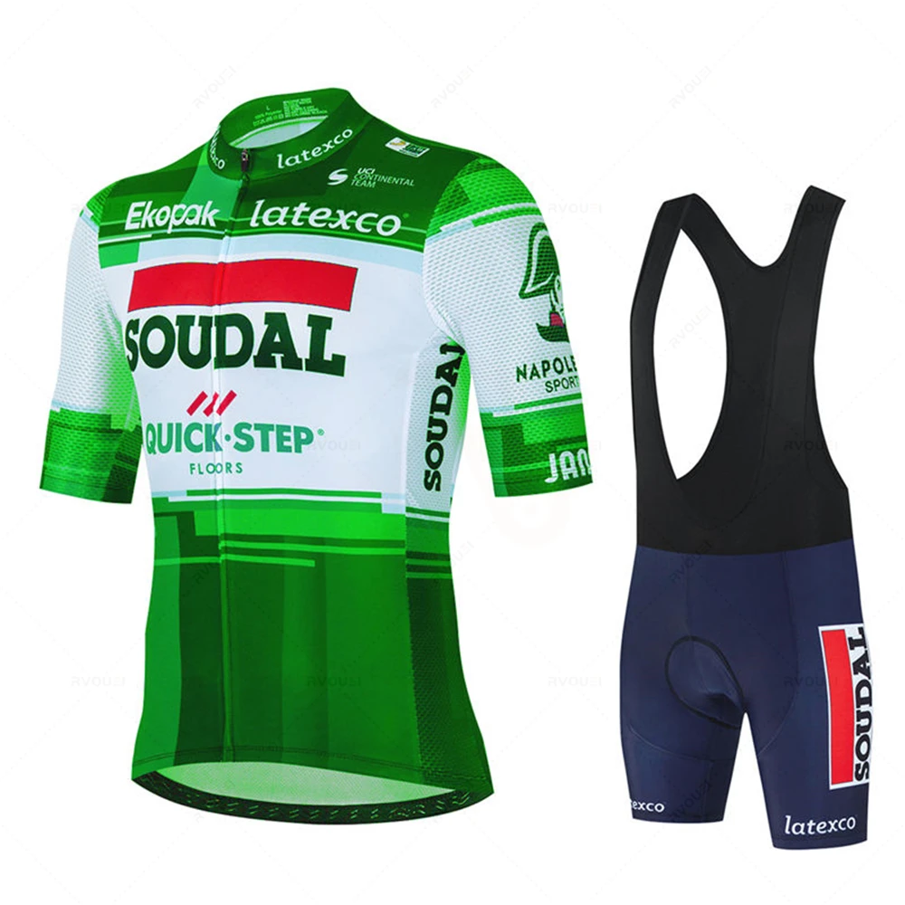

Soudal Quick Step Fluorescent Green Cycling Jersey Kit Bicycle Men Bike Bib Shorts Clothes Maillot Sets Clothing Ropa Ciclismo