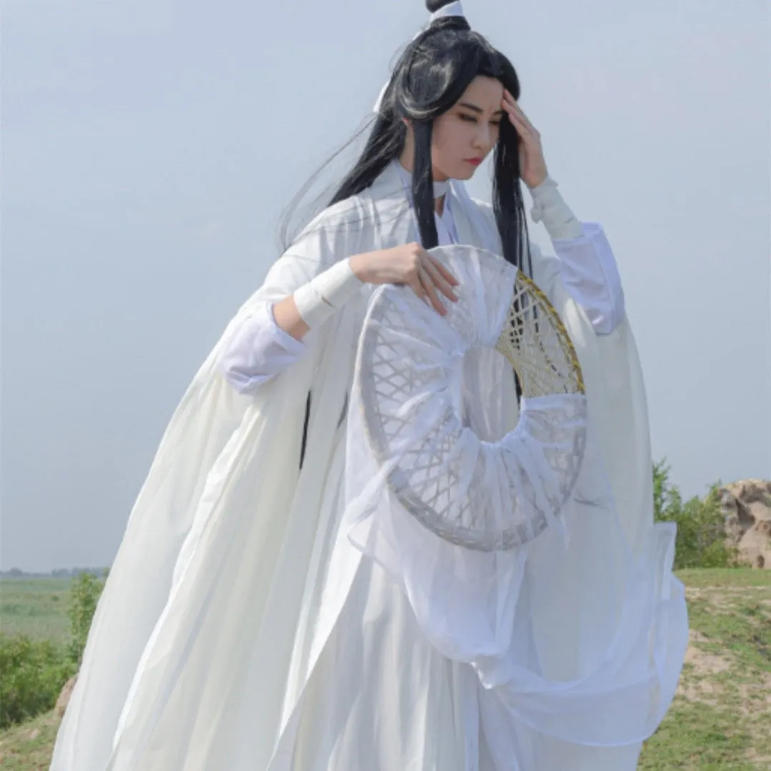 

Парик для косплея Tian Guan Ci Fu Xie Lian, Бамбуковая Шляпа, белая одежда ханьфу, Хэллоуин, Xie Lian Heaven, официальная шапка благословения