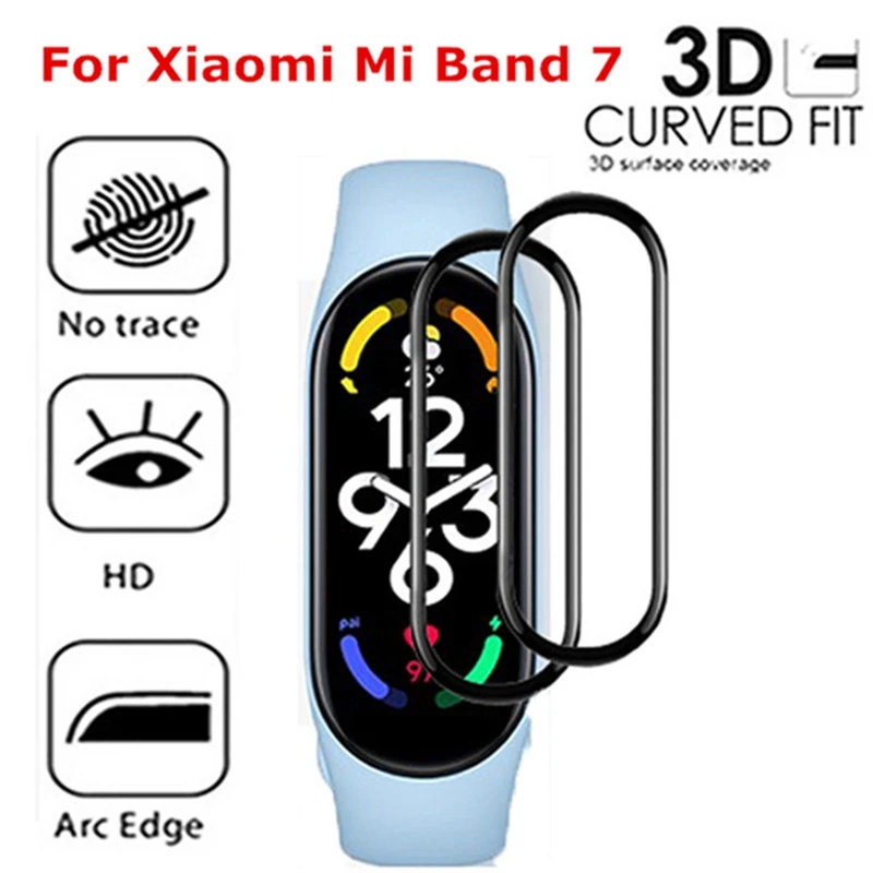 1/2 шт 3D изогнутое закаленное стекло для Xiaomi Mi Band 7 полное покрытие защитная пленка