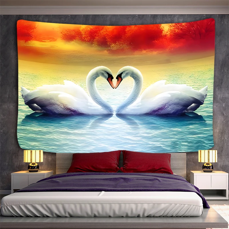 

Swan Tapestry Love Tapestry Wall Hanging Wall Rugs Dorm Decor Client Room Wall Art Home Decoration Swan