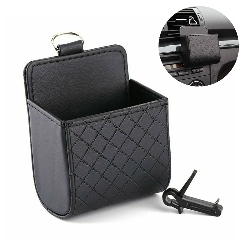 

Pouch Storage Box Car Bag Black Coin Hanging Hook Organizer Pocket Back