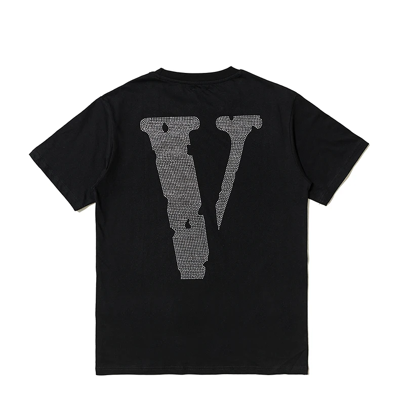 

Classic Vlone Short-sleeved Female Couple Loose Street Hip-hop Big V Trend T-shirt Men's Cotton Round Neck 031