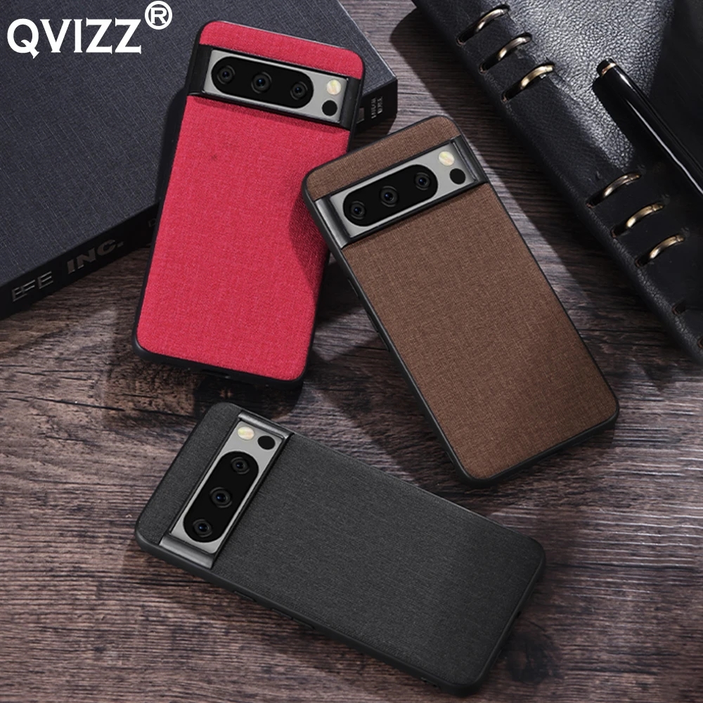 

Fabric Cloth Case for Google Pixel 8 Pro Luxury Canvas Armor Shockproof Soft Silicone Edges Hard Phone Cover for GooglePixel8Pro