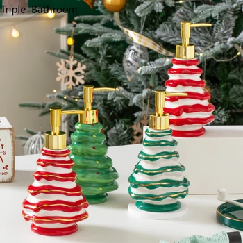 Creative Christmas Tree Shape Ceramic Press Bubble Emulsion Shampoo Cosmetic Squeeze Container Soap Dispenser Soap Dish