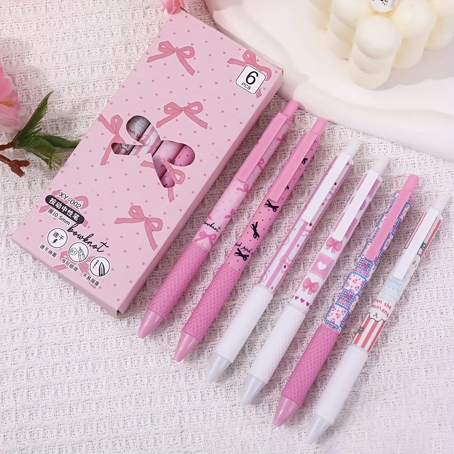 

Гелевые ручки 0,5 мм, черные чернила, розовый бант