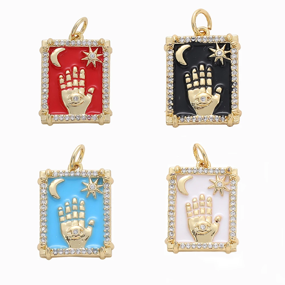 

Золотая подвеска CZ Sun Moon для браслета ожерелья турецкий Хрусталь Сглаза рука Хамса подвески для DIY изготовления ювелирных изделий Оптовая п...