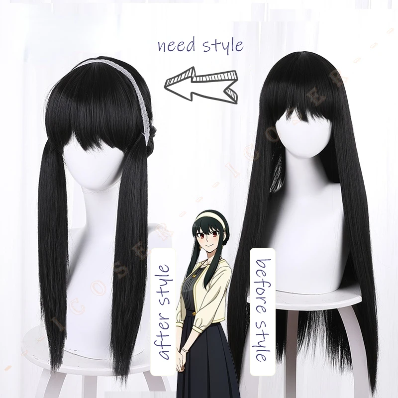 

Spy × Family Yor Forger Briar Cosplay Wig Anime Long Straight Black Hair Heat-resistant Fiber Hair+Wig Cap Girls Women Party Wig