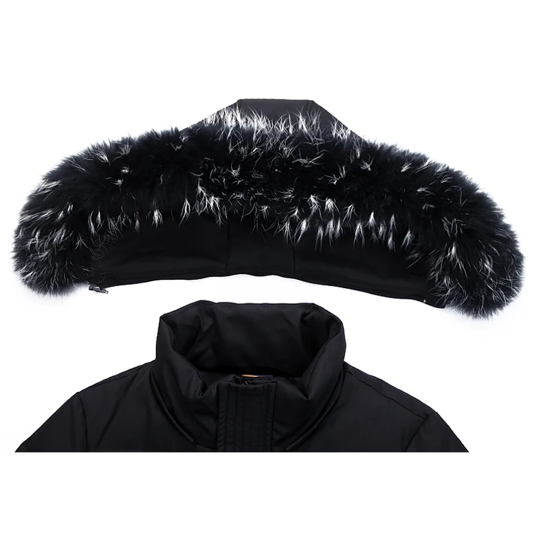 2020 Winter New Men's Knee Long Down Jacket Fashion Thicken Warm White Duck Down Fur Collar Hooded Parka Coat Male Brand Clothes