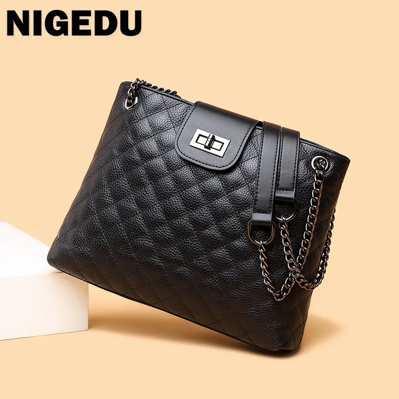 

Сумка на плечо женская из натуральной кожи, дизайнерский саквояж на цепочке, роскошный брендовый мессенджер из воловьей кожи со стразами, ч...