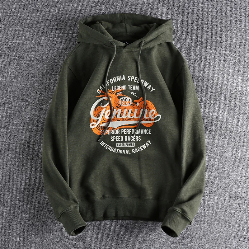 

Plush casual hoodies men's American Locomotive Winter printed loose popular Hooded coat 469