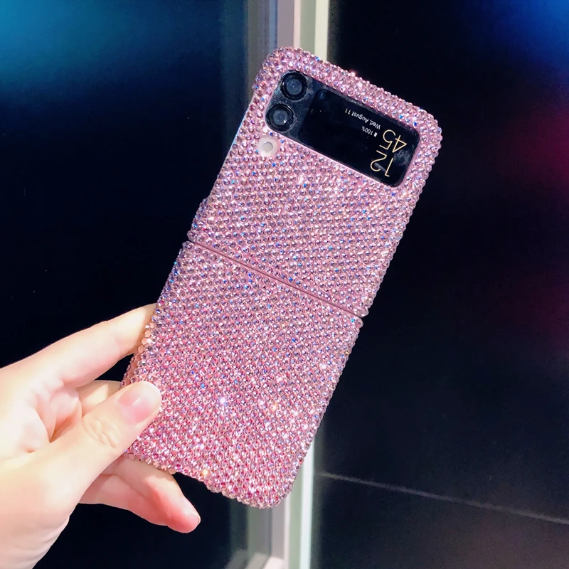 For Samsung Galaxy Z Flip 4 3 5G F7110 F7070 S21 S22 Ultra Unique Rhinestones Crystal Shinny Luxury Phone Case Cover images - 6