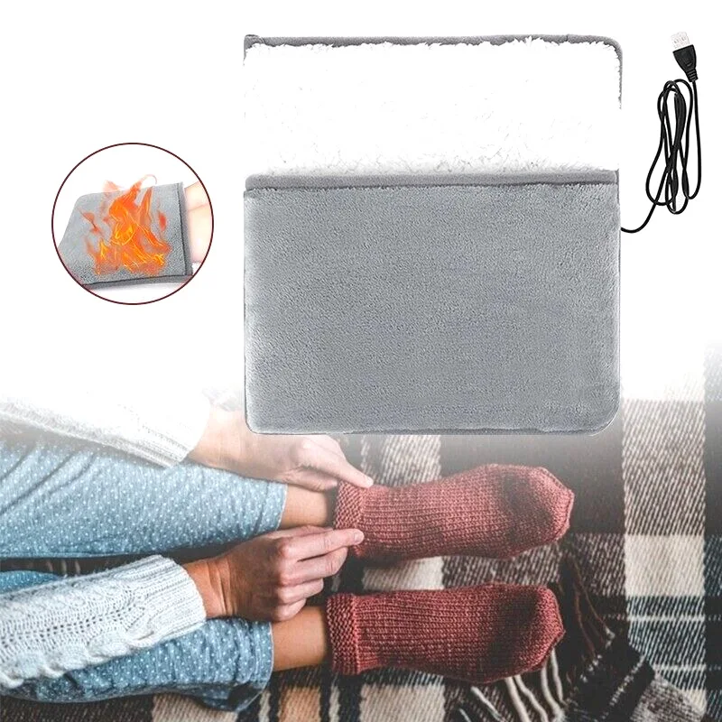 

Usb Charging Heater Heating Foot Cover Super Soft Winter Foot Mats Warm Slippers Household Office Washable Electric Foot Warmer