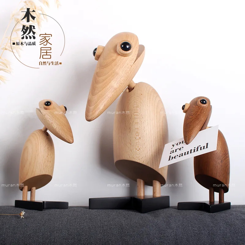 

Nordic Wooden Decoration Handicraft Ornament Creative Gift Woodpecker Home Decoration Ornament