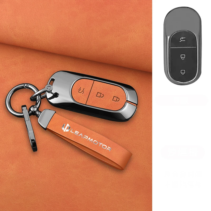 

Чехол для дистанционного ключа автомобиля, брелок для Leapmotor C16 C11 C10 C01 T03 S01, тип, кожаный защитный брелок из цинкового сплава, аксессуары