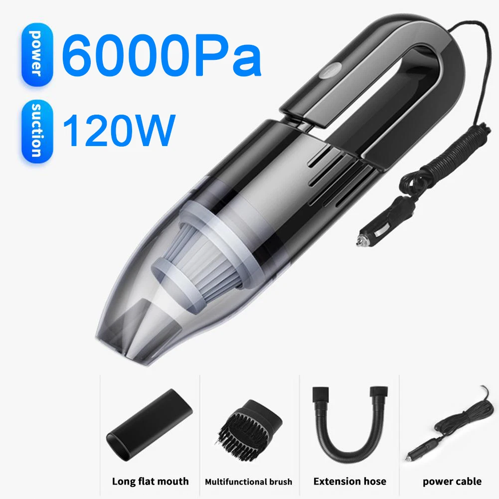 

New 6000Pa 120W Vacuum Cleaner Auto Vacuum Cleanering For Car Portable Handheld Vaccum Cleaners Machine Powerful Cyclone Suction