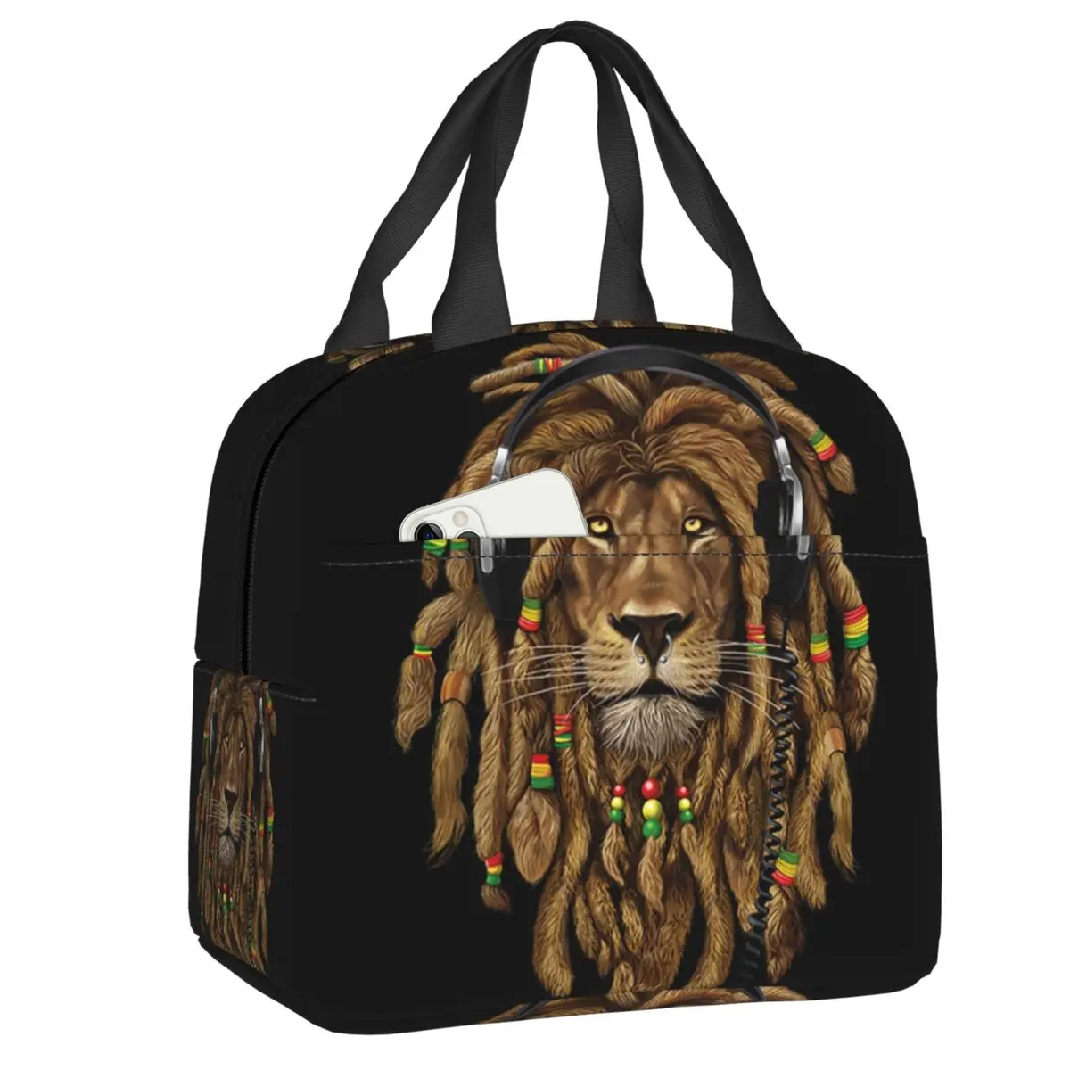 

The King Of Judah Rastafarian Rasta Lion Insulated Lunch Bag for School Office Waterproof Cooler Thermal Bento Box Women Kids