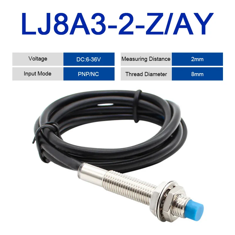 LJ8A3-2-Z-BX/AX, Бесконтактный переключатель от/AY/EX/DX/DZ/EZ PNP/NPN NO NC M8, 2 мм, Индуктивный сенсорный переключатель