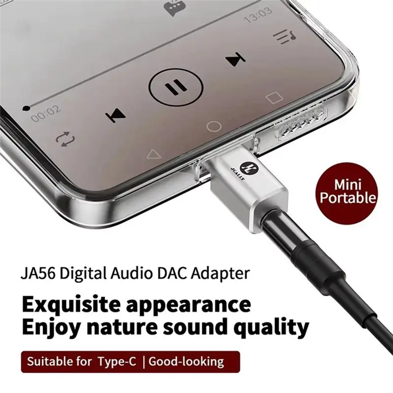 Фото JCALLY JA56 Type-C to 3.5Mm HIFI Adaptar Amp DAC 384Khz/32Bit Цифровой аудиокодер-адаптер для телефонных звонков, прямых трансляций, игр №4