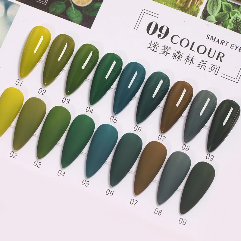 

9 Colors Forest Green Gel Nail Polish 8ml Soak Off Uv Led Semi Permanent Varnish Gel for Manicure Nail Art Gel Polish Lacquer