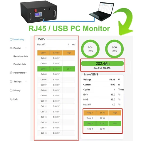 CERRNSS 48V 200AH 10KWH LiFePO4 аккумулятор  для дома