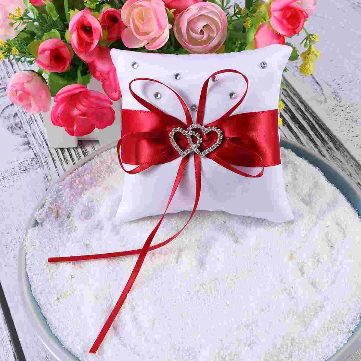 

Ring Bearer Pillow Flower Girl Pillows Wedding Basket Set Baskets Weddings Cushion Linen Holder Lace Decorated Box Rustic