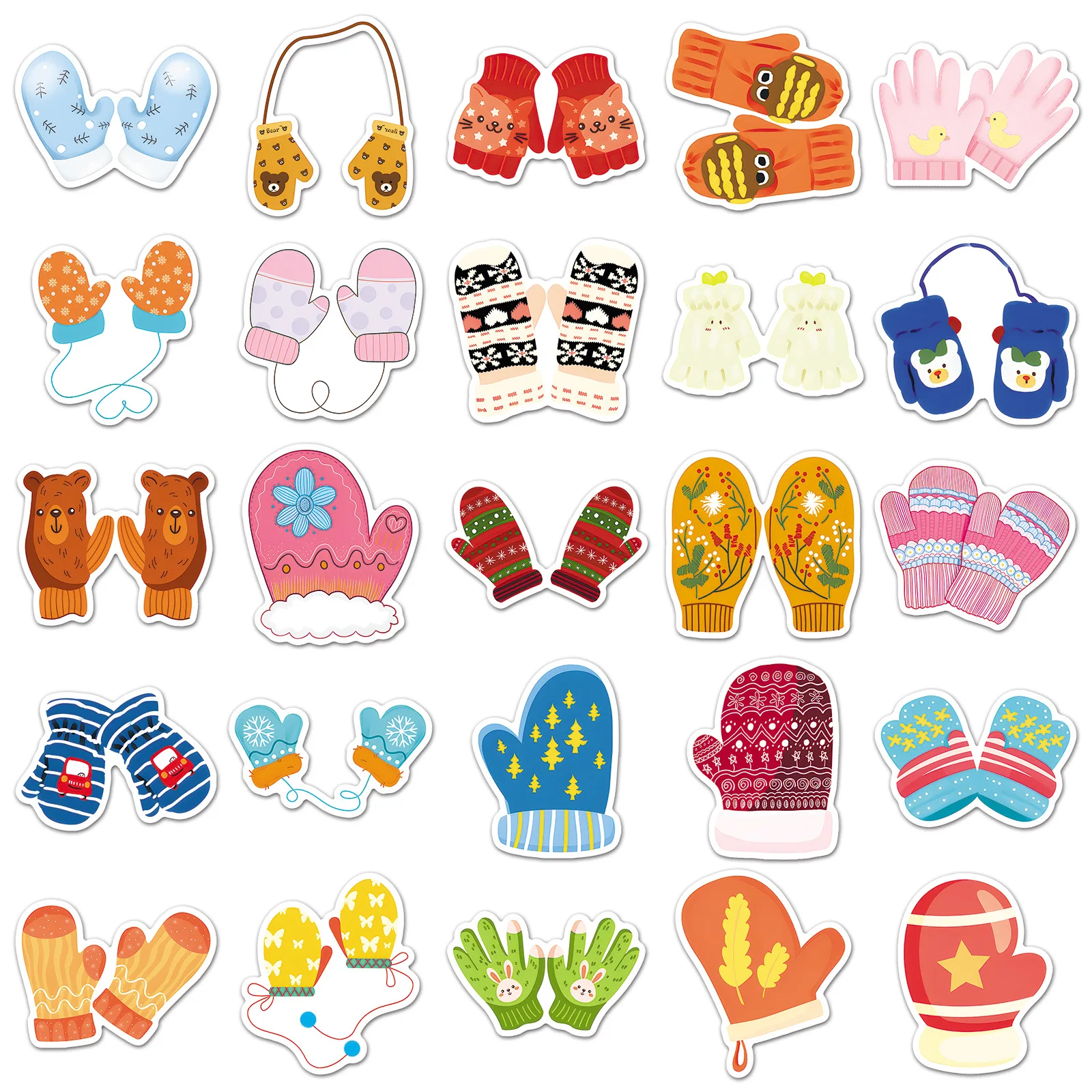 10/30/50 шт. перчатки мультяшные наклейки зимние в стиле граффити теплое украшение
