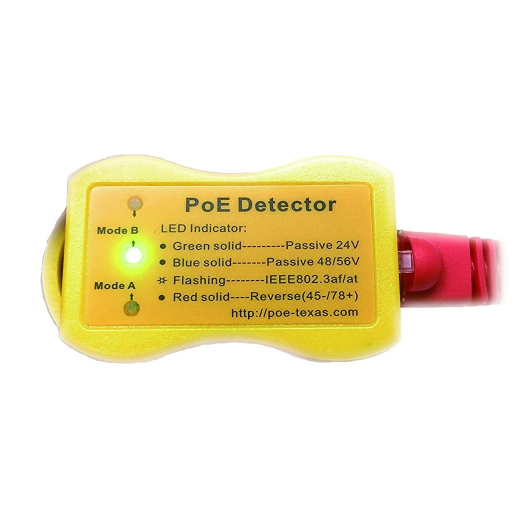 No battery Keychain Size PoE Detector with RJ-45 Connector PoE Tester LED Display passive /802.3af/at; 24v/48v/56v