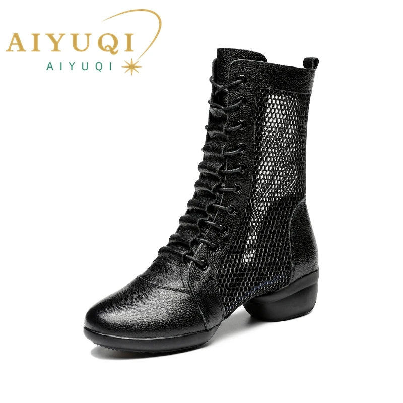 

AIYUQI Dance Shoes Ladies New 2023 Spring Ladies Gaobang Through Net Dance Shoes High-quality Jazz Dance Shoes