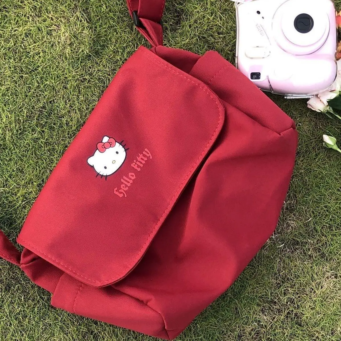 

Kawaii Sanrio KT Japanese Cute Soft Girl All-Matching Crossbody Bag Niche High Sense College Style Shoulder Schoolgirl Bag Anime