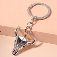 cartoon animal keychain alloy bull ox head pendants key chains diy women men car key ring holder keyring souvenir jewelry gifts