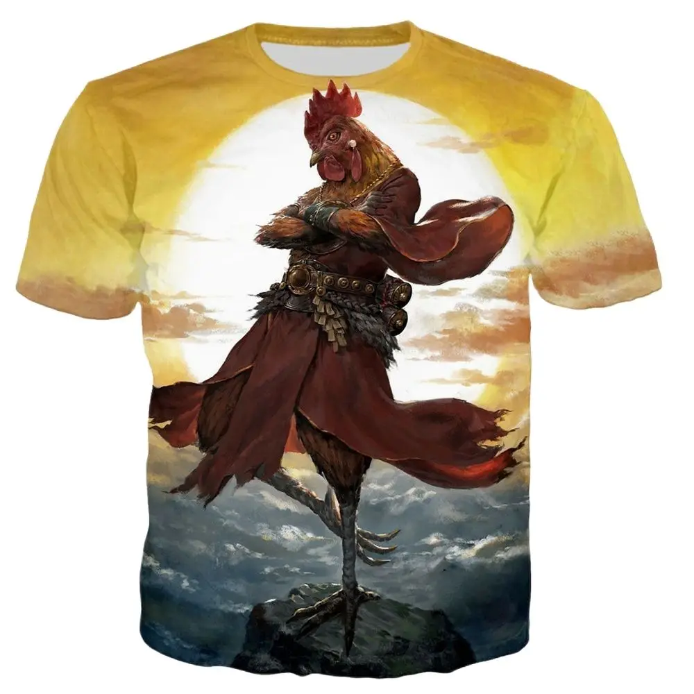 Unisex Animal Kung Fu Chicken 3d Print Funny TshirtSummer Casual Short-sleeved Top Men'sOversized Breathable Shirt For Men