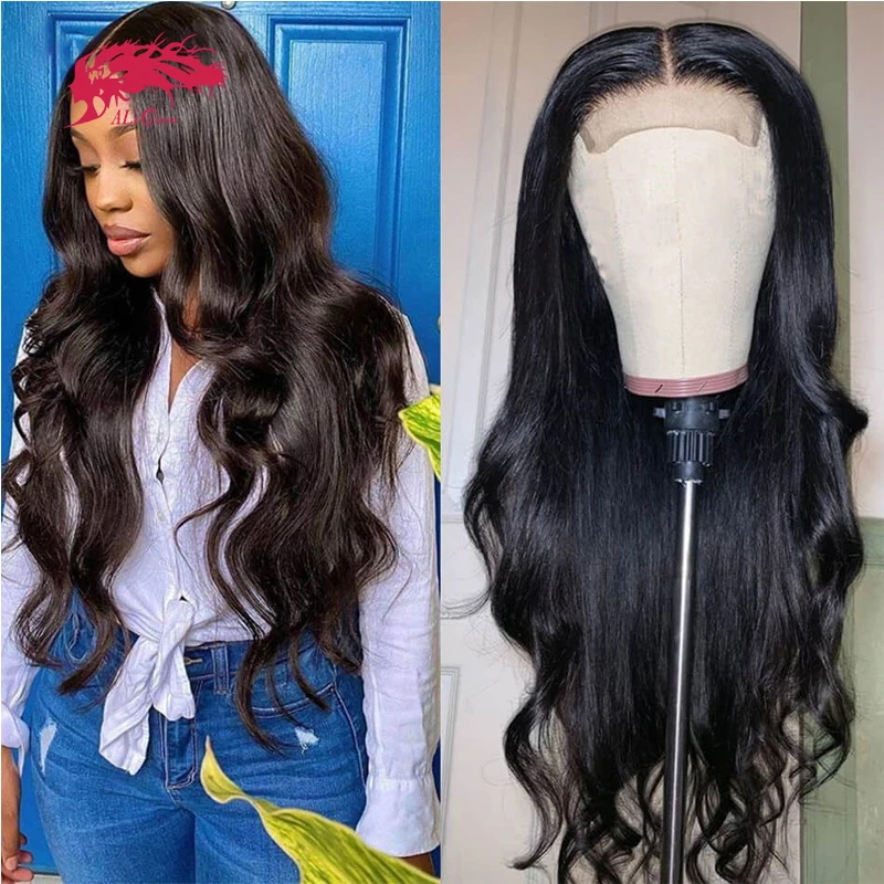 Ali Queen Human Hair Lace Frontal Wigs Body Wave Brazilian 13x4 Lace Frontal Human Hair Wigs 4x4 HD Lace Closure Wig Pre-Plucked