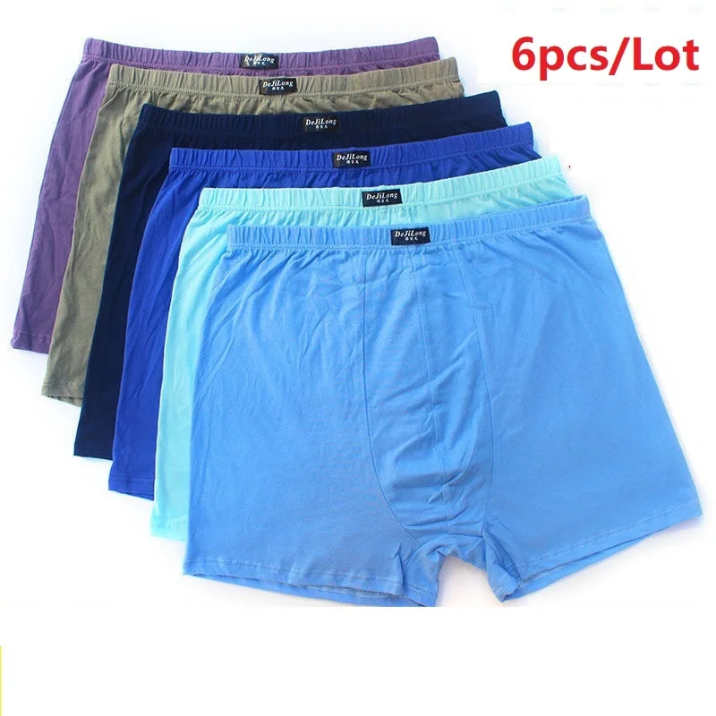 

6pcs/Lot 6XL 5XL High waist 100%Cotton Underpants Men'S Boxers Underwear Men LooseFour Shorts Boxers Shorts Breathable Solid