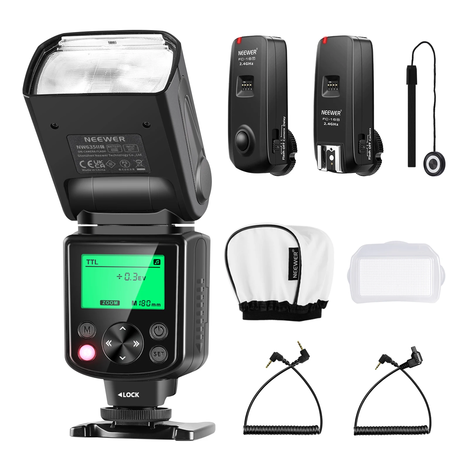 

NEEWER Upgraded NW635II-C TTL Camera Flash Speedlite with FC-16 Trigger, Diffuser, Lens Cap Holder, Compatible with Canon EOS